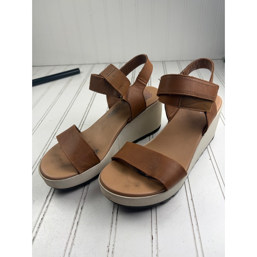 Sorel Joanie II Cameron Slingback Leather Wedge Sandals Women's Size 8.5 - Picture 3 of 10